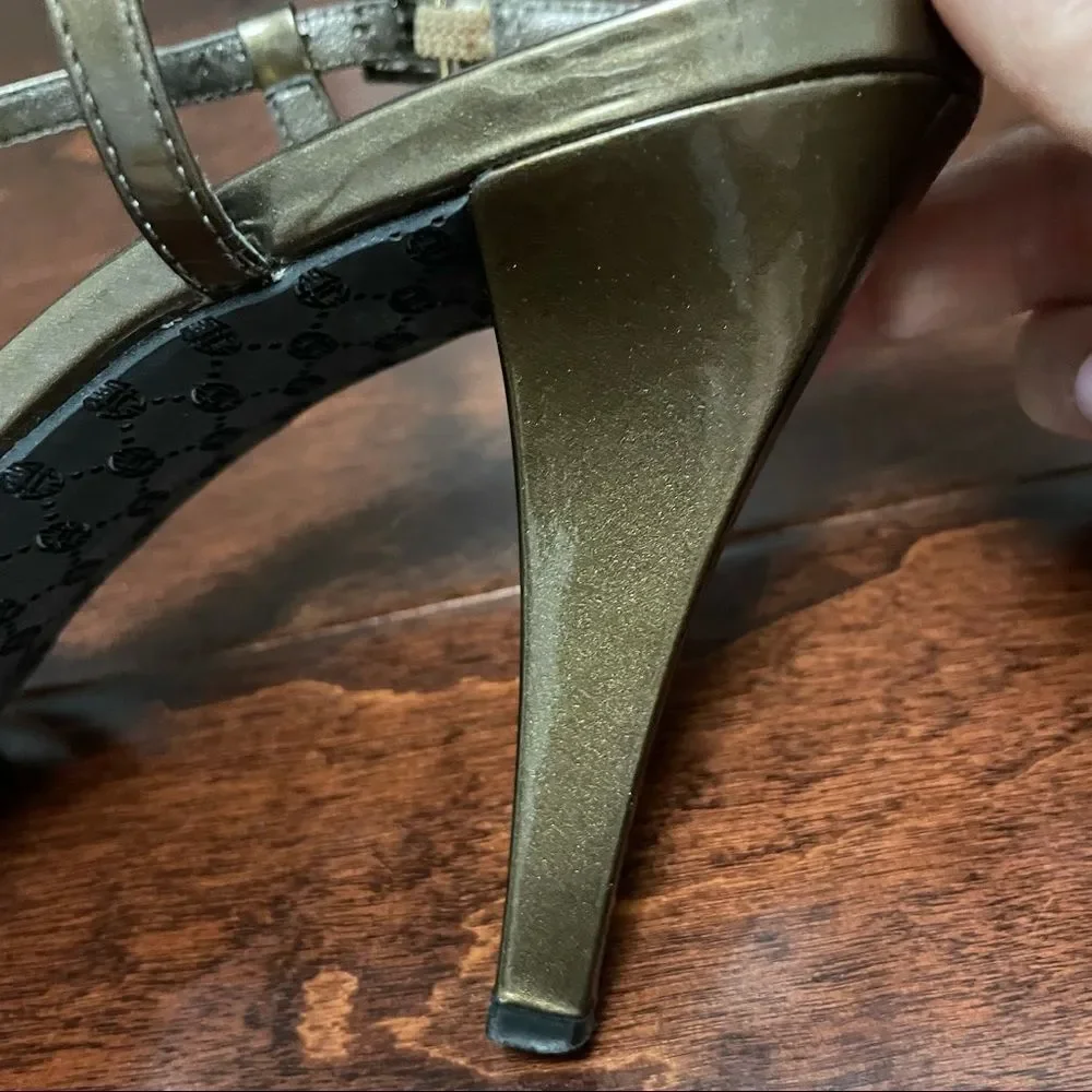 Antonio Melani Bronze Champagne Strappy Open-toe Heel Size 9.5